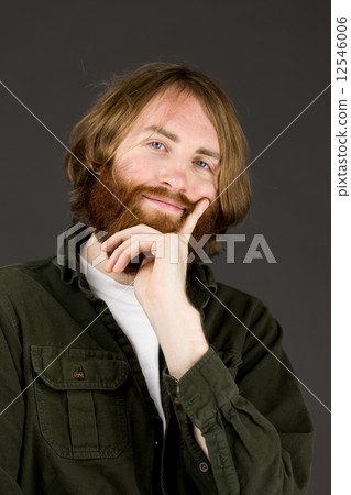 model isolated on plain background thinking 12546006