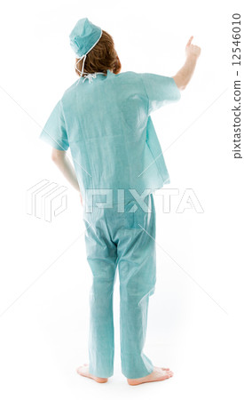 model isolated on plain background back pointing 12546010