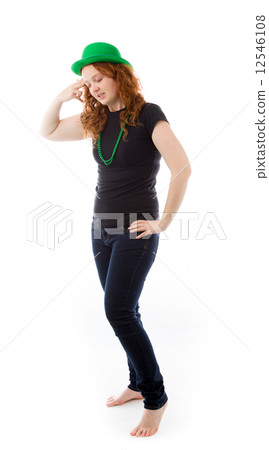 model isolated on plain background hand gesture gun 12546108