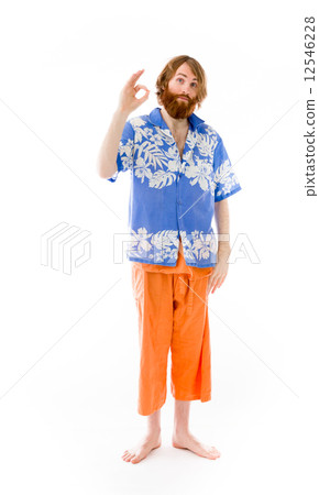 model isolated on plain background hand gesture ok sign 12546228