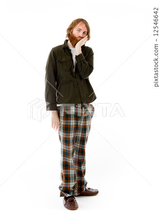 model isolated on plain background bored upset model isolated on plain background bored upset 12546642