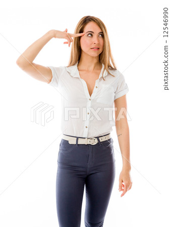 model isolated on plain background hand gesture gun model isolated on plain background hand gesture gun 12546990
