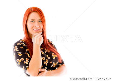 model isolated on plain background thinking model isolated on plain background thinking 12547396