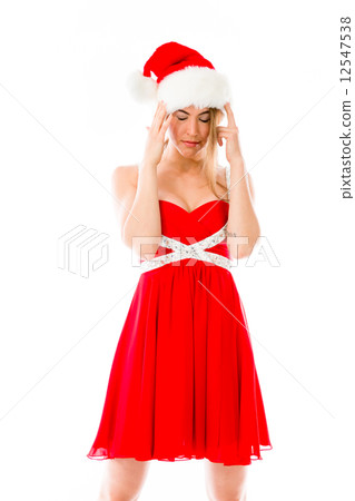 model isolated on plain background confused headache 12547538