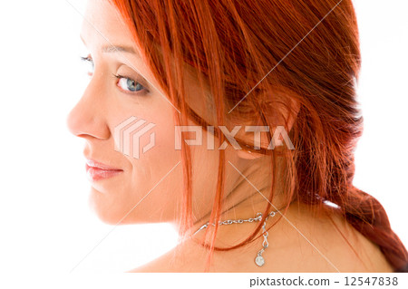 model isolated on white red hair model isolated on white red hair 12547838