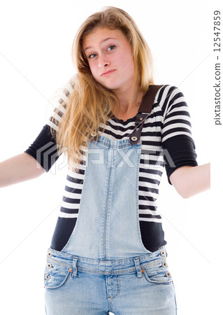 model isolated on plain background puzzled confused lost 12547859