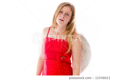 model isolated on plain background upset angry worried 12548021