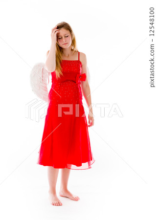 model isolated on plain background confused headache model isolated on plain background confused headache 12548100
