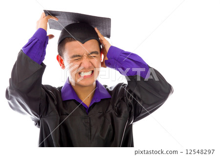 model isolated on plain background stressed upset pulling hairs 12548297