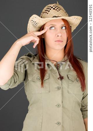 model isolated on plain background hand gesture gun 12548591