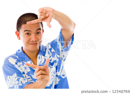 model isolated on plain background hand gesture framing focusing model isolated on plain background hand gesture framing focusing 12548769