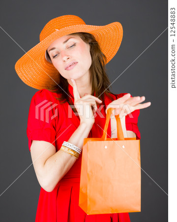 model isolated on plain background thinking model isolated on plain background thinking 12548883