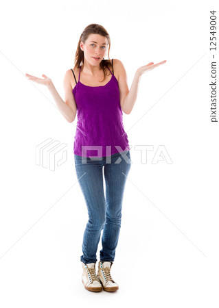 model isolated on plain background puzzled confused lost model isolated on plain background puzzled confused lost 12549004