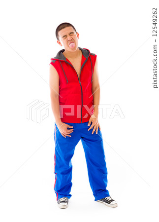 model isolated on plain background face sticking tongue out model isolated on plain background face sticking tongue out 12549262