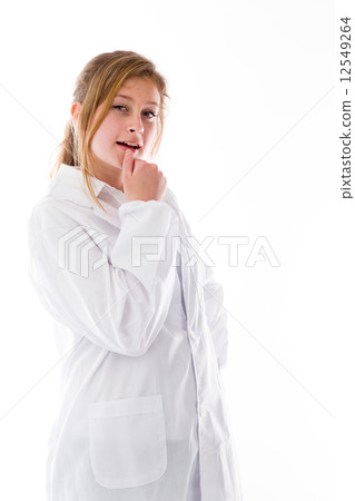model isolated on plain background thinking model isolated on plain background thinking 12549264