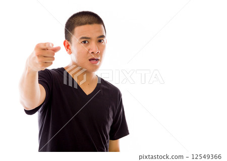 model isolated on plain background nagging scolding with finger model isolated on plain background nagging scolding with finger 12549366