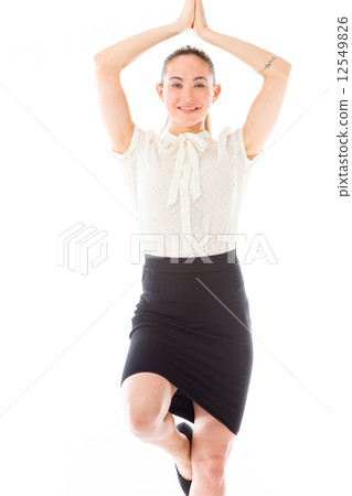 model isolated on plain background yoga relaxing model isolated on plain background yoga relaxing 12549826