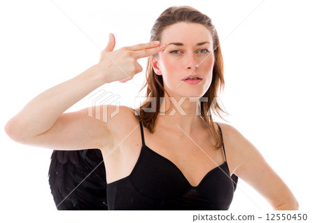 model isolated on plain background hand gesture gun model isolated on plain background hand gesture gun 12550450