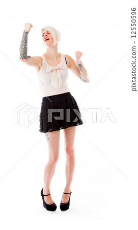 model isolated on plain background screaming model isolated on plain background screaming 12550596