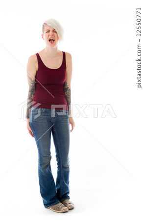 model isolated on plain background furious screaming 12550771