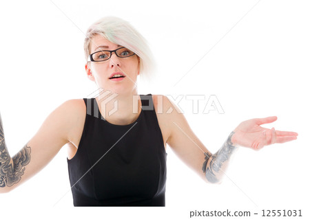 model isolated on plain background puzzled confused lost model isolated on plain background puzzled confused lost 12551031