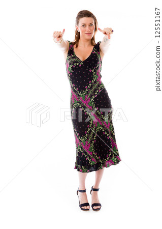 model isolated on plain background fingers pointing to camera 12551167