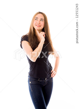model isolated on plain background thinking model isolated on plain background thinking 12551243