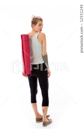 model isolated on plain background back turning around model isolated on plain background back turning around 12551245