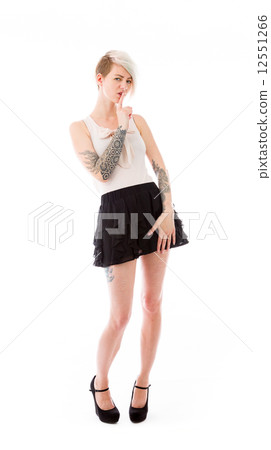model isolated with finger on lips secret 12551266