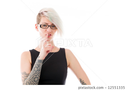 model isolated with finger on lips secret model isolated with finger on lips secret 12551335