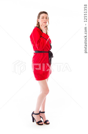 model isolated with fingers crossed for luck 12551358
