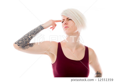 model isolated on plain background hand gesture gun model isolated on plain background hand gesture gun 12551359