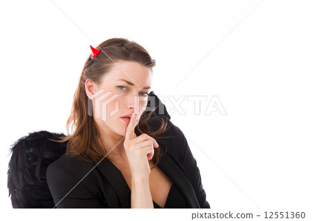 model isolated with finger on lips secret 12551360