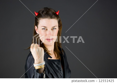 model isolated on grey background 12551425