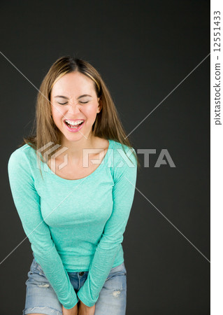 model isolated on white funny laughing model isolated on white funny laughing 12551433