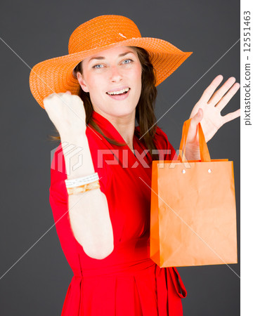 model isolated on grey background 12551463