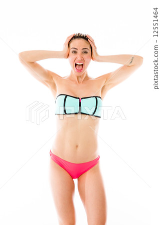 model isolated on plain background stressed upset pulling hairs model isolated on plain background stressed upset pulling hairs 12551464