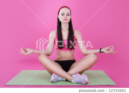 Yoga. Calm Woman Relaxing with Closed Eyes. Meditation 12552601