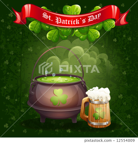 Greeting card for St. Patrick's Day with a mug of ale Greeting card for St. Patrick's Day with a mug of ale 12554809