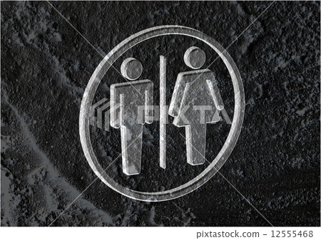 Restroom icon and Pictogram Man Woman Sign on Cement wall textur Restroom icon and Pictogram Man Woman Sign on Cement wall textur 12555468