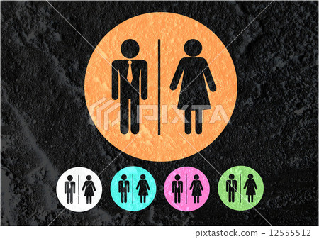 Restroom icon and Pictogram Man Woman Sign on Cement wall textur 12555512