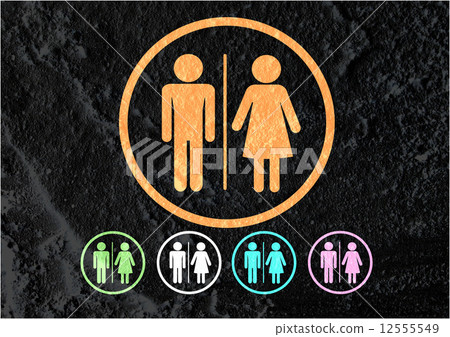 Restroom icon and Pictogram Man Woman Sign on Cement wall textur 12555549