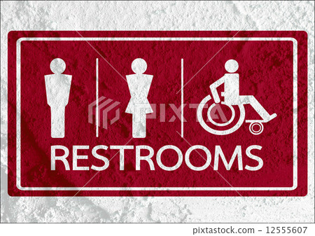 Restroom icon and Pictogram Man Woman Sign on Cement wall textur 12555607