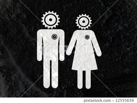 Restroom icon and Pictogram Man Woman Sign on Cement wall textur 12555639