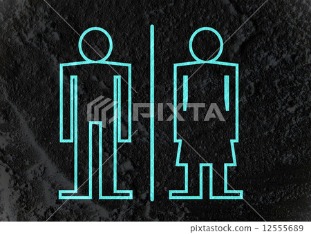 Restroom icon and Pictogram Man Woman Sign on Cement wall textur 12555689