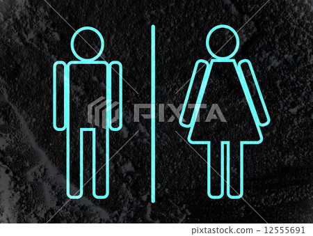 Restroom icon and Pictogram Man Woman Sign on Cement wall textur 12555691