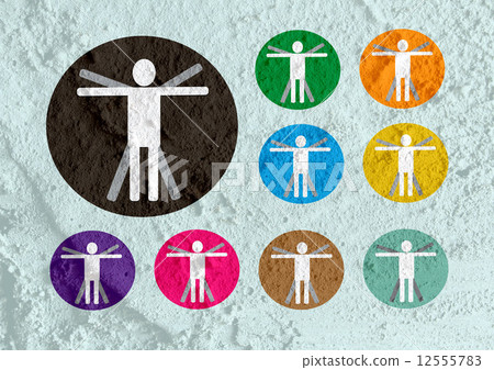 Pictogram Man Woman Sign icons on Cement wall texture background 12555783
