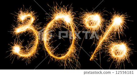 Sparkling inscription of 30% on a black Sparkling inscription of 30% on a black 12556181
