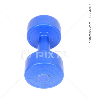 blue dumbbell on a white background blue dumbbell on a white background 12556914