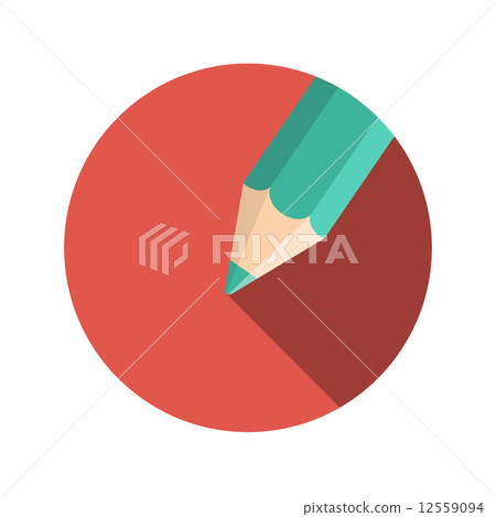Flat Design Concept Pencil Vector Illustration With Long Shadow. 12559094
